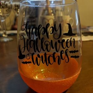 Halloween stemless wine glass